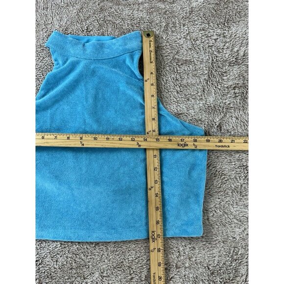 Fabletics Built-In Bra Tank Women Size XXL Mock Light Blue Terrycloth Gym New - Picture 4 of 12